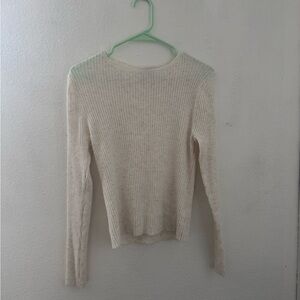 Old Navy Women's Beige Ribbed Crew Neck Sweater